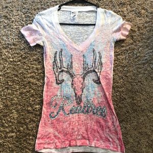 See through v-neck t-shirt.